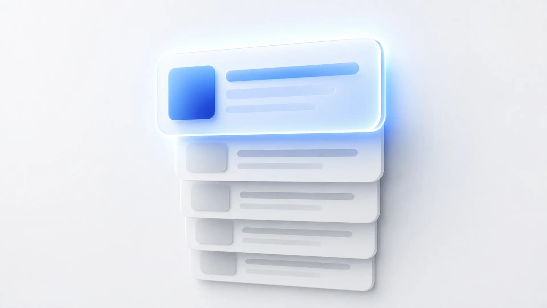 A stack of search results with the top one glowing, the result that gets the click