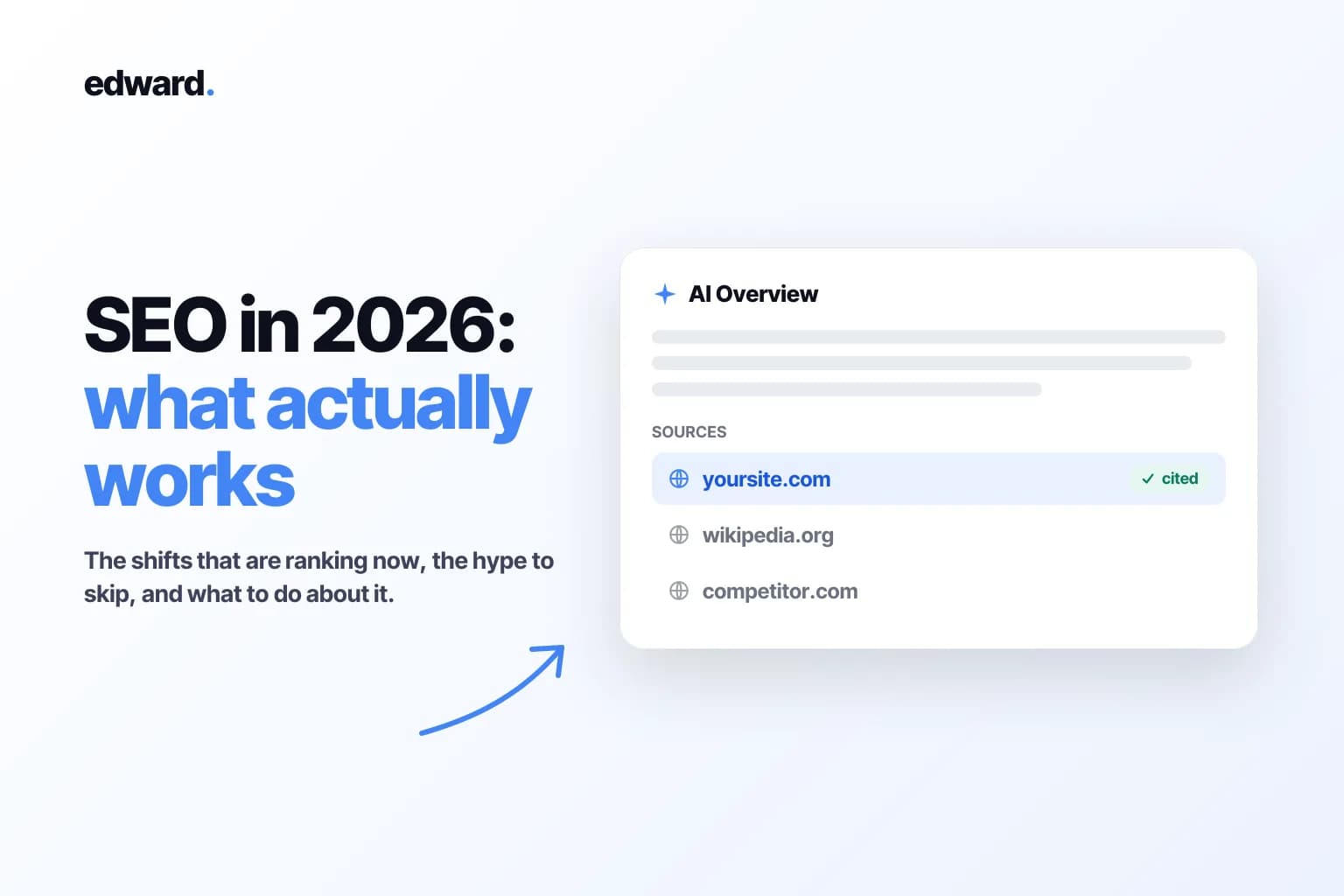 An AI answer citing a business as its trusted source, in Edward's brand style