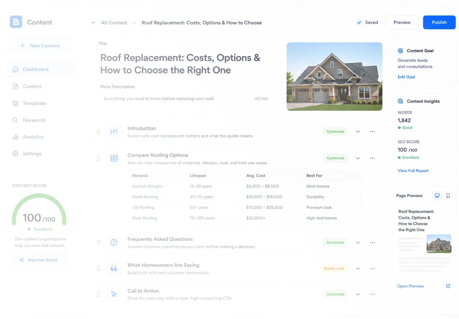 Edward dashboard showing a buyer guide article